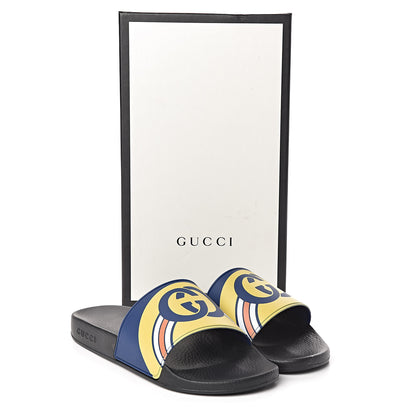 Gucci Rubber GG Rainbow Mens Pursuit Pool Slide Sandals 9 Electric Blue Multicolor 9 of 9