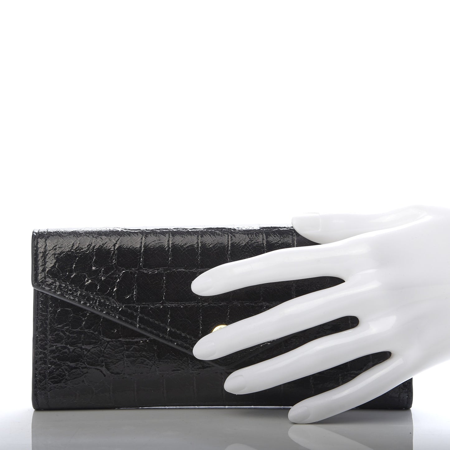 Patent Crocodile Embossed Saint Cocco Lux Flap Wallet Black Petalo