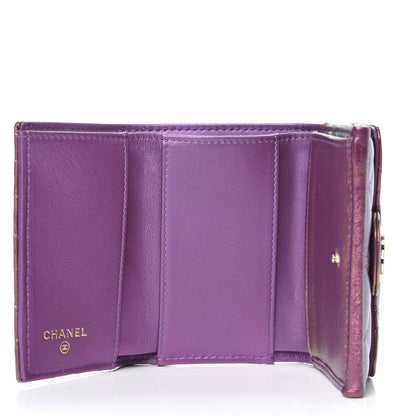 Chanel Iridescent Lambskin Small Quilted Flap Wallet Purple 5 of 11