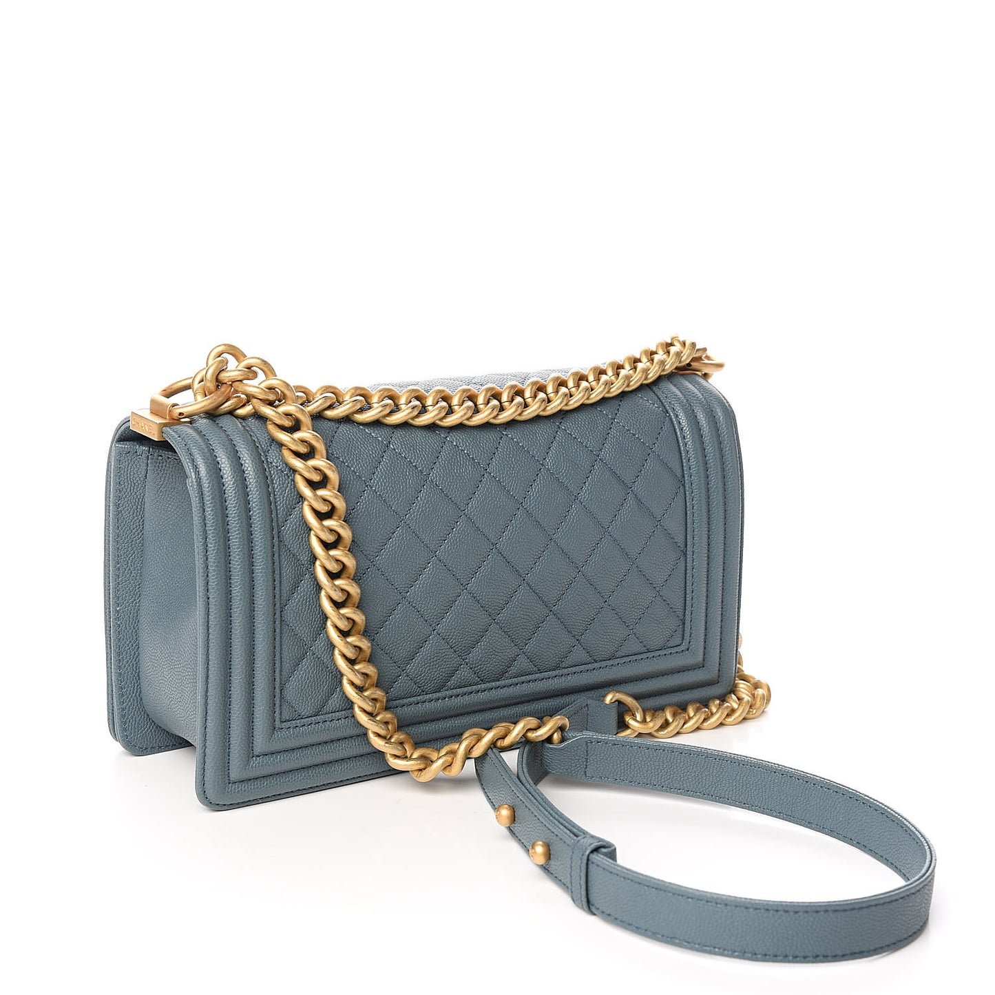 Caviar Quilted Medium Boy Flap Blue