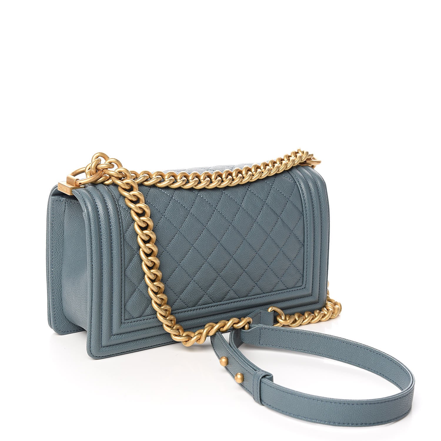 Chanel Caviar Quilted Medium Boy Flap Blue 3 of 11