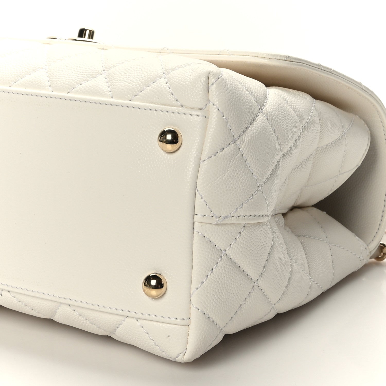 Chanel Caviar Quilted Small Coco Handle Flap White 9 of 10