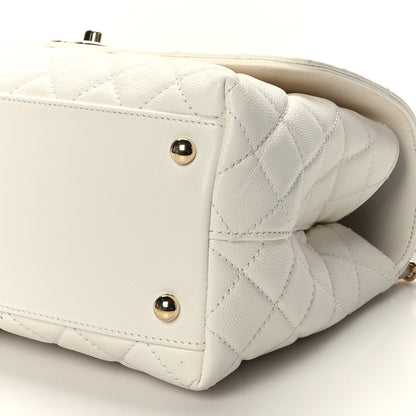 Chanel Caviar Quilted Small Coco Handle Flap White 9 of 10