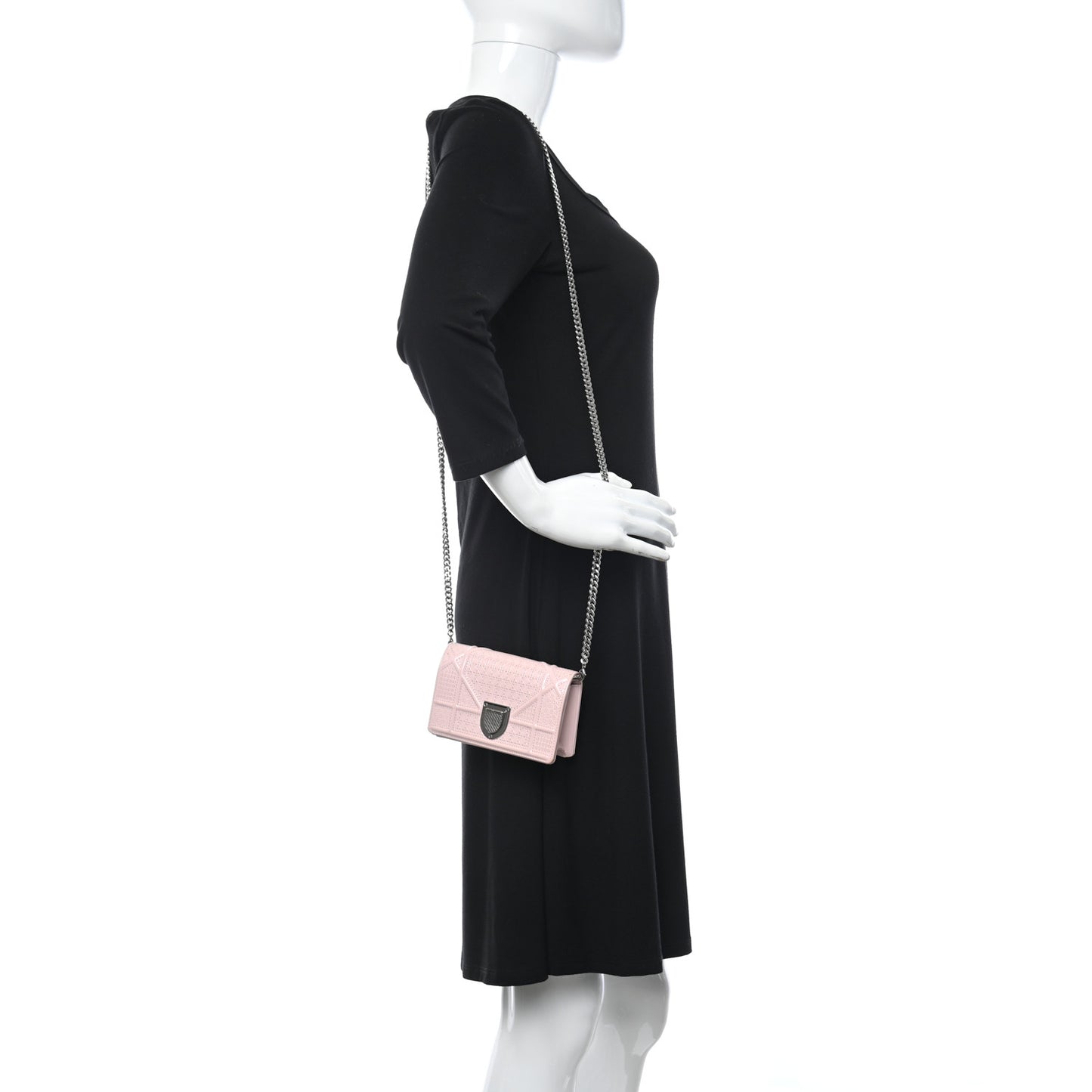 Patent Micro-Cannage Baby Diorama Flap Bag Pale Pink