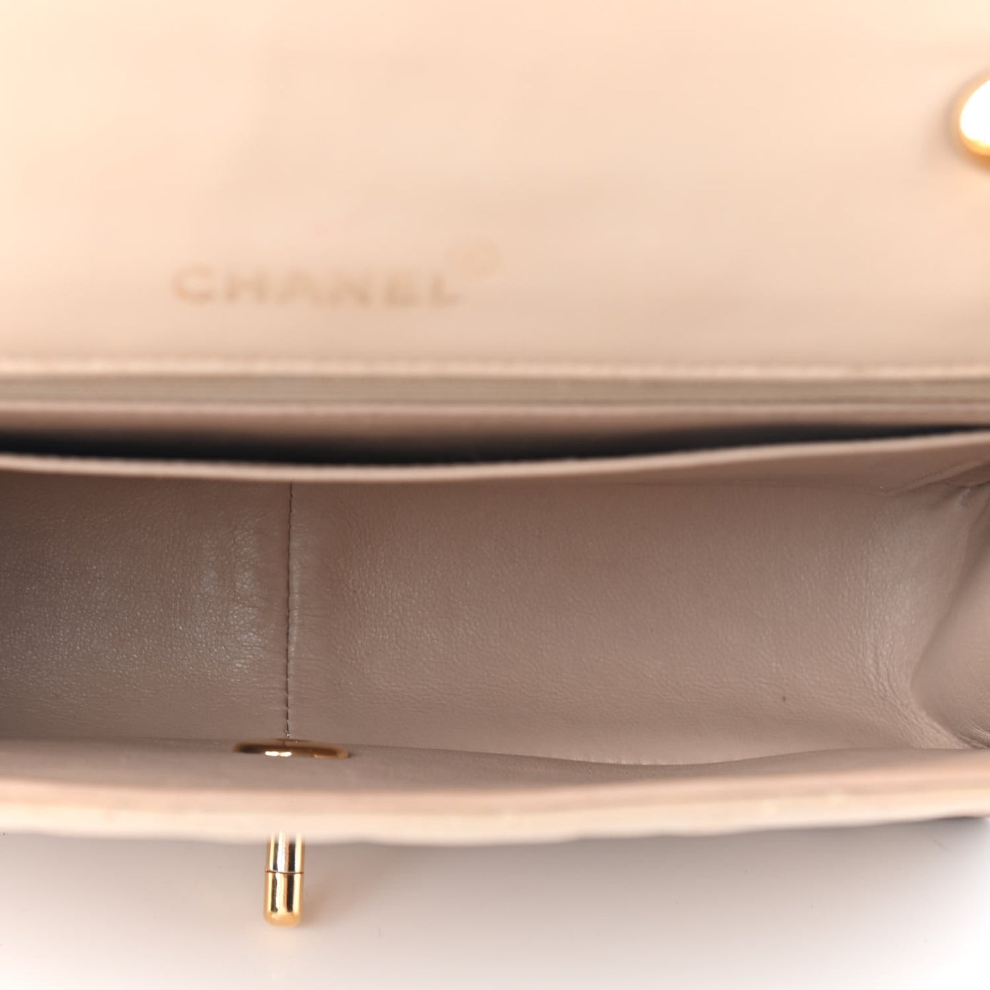 Lambskin Quilted Small Single Flap Beige