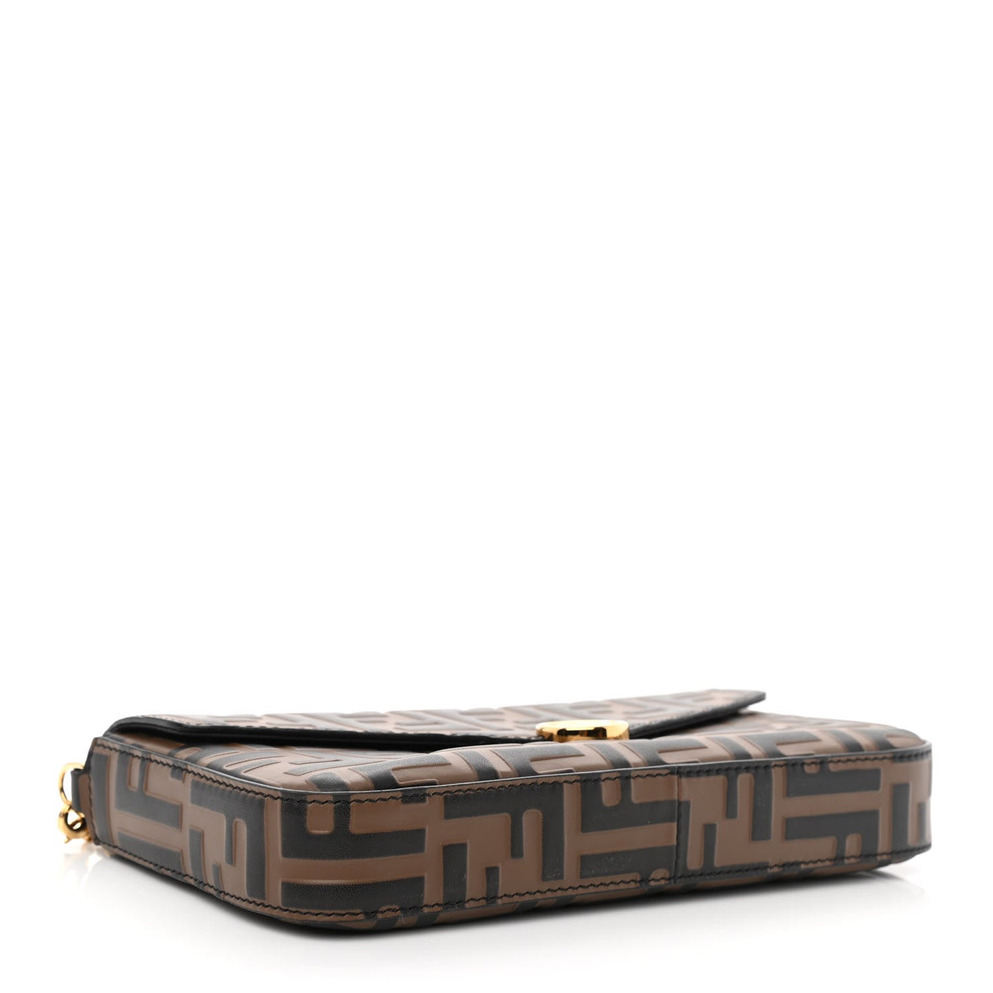 Vitello Soft F is Fendi Bi-Color FF 1974 Embossed Envelope Wallet On Chain with Pouches Maya Black