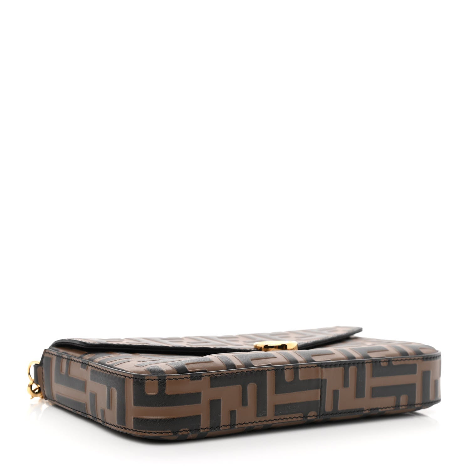 Fendi Vitello Soft F is Fendi Bi-Color FF 1974 Embossed Envelope Wallet On Chain with Pouches Maya Black 5 of 12