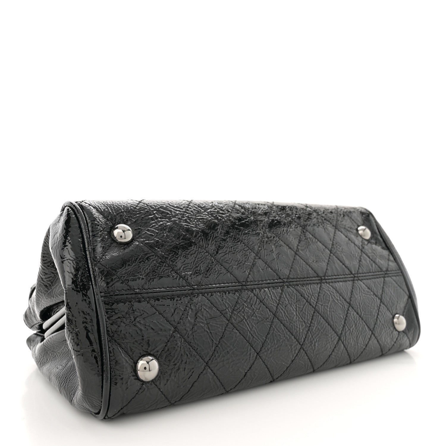 Chanel Distressed Patent Quilted Small Ritz Flap Bag Black 4 of 11