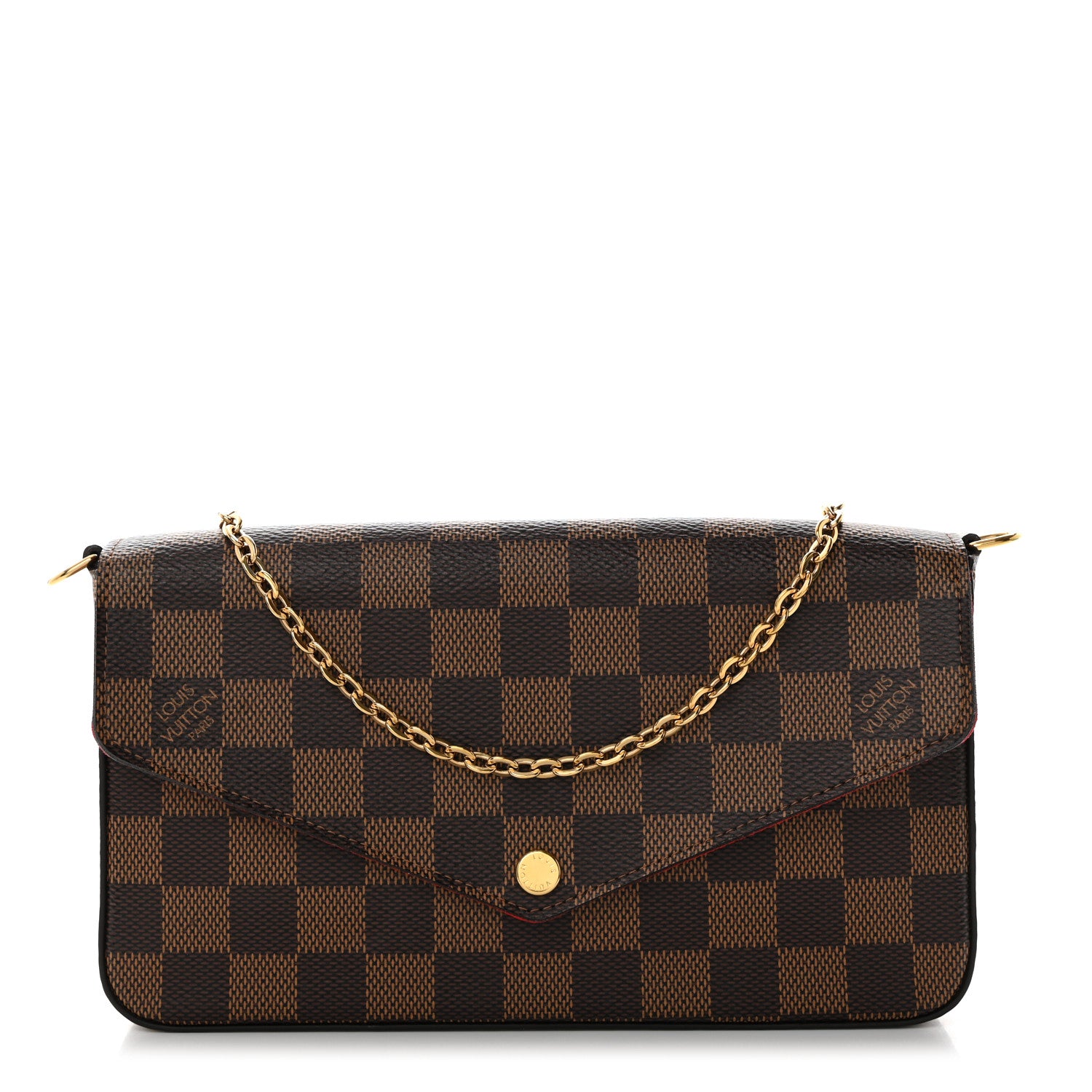 Louis Vuitton Damier Ebene Pochette Felicie Chain Wallet 1 of 10