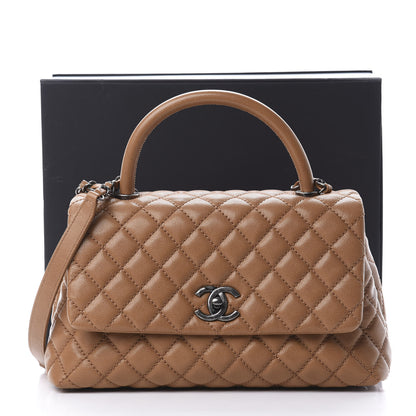 Chanel Caviar Quilted Small Coco Handle Flap Camel 11 of 11