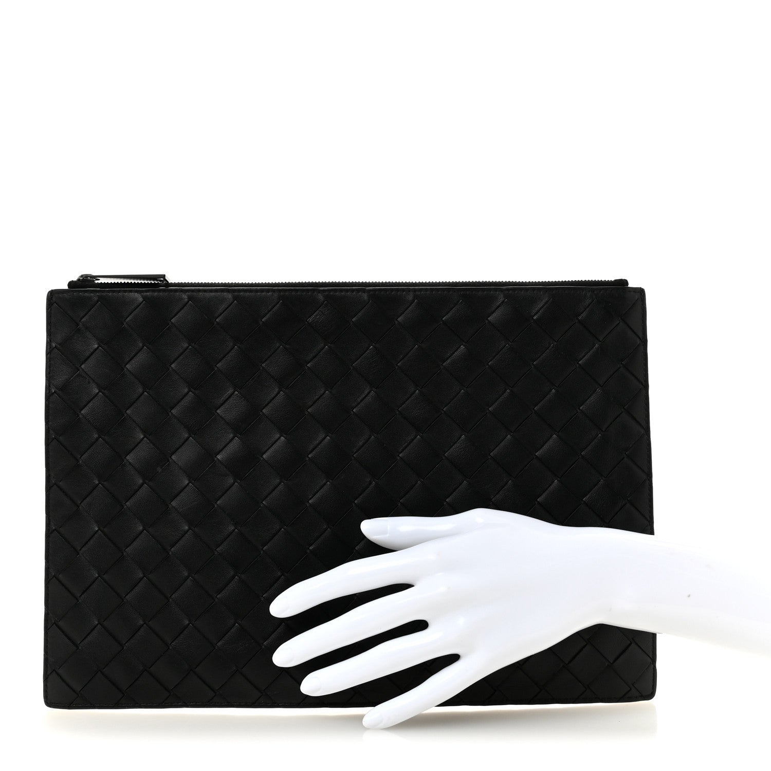Bottega Veneta Nappa Intrecciato Flat Zip Pouch Black 2 of 9