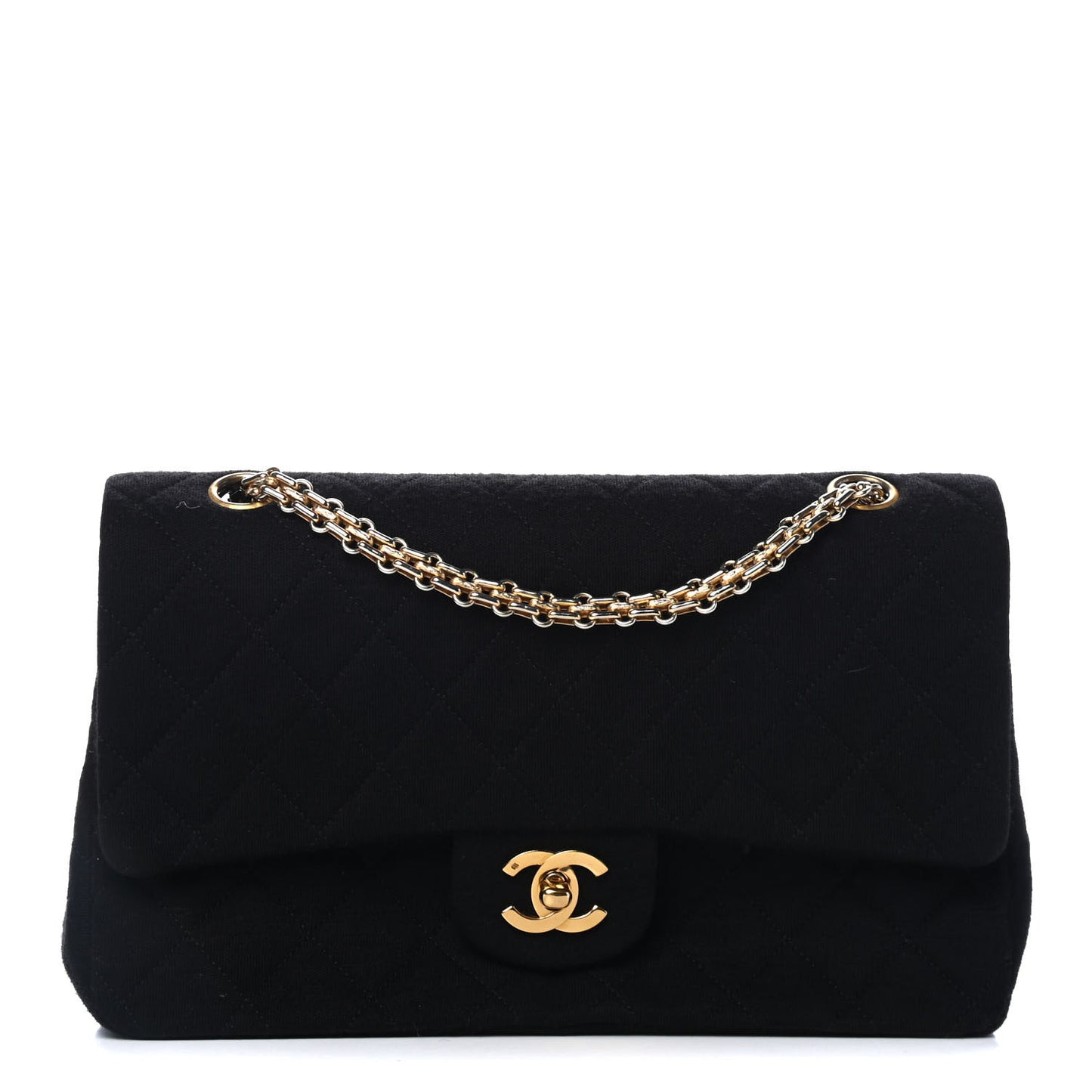 Jersey Quilted Medium Double Flap Black