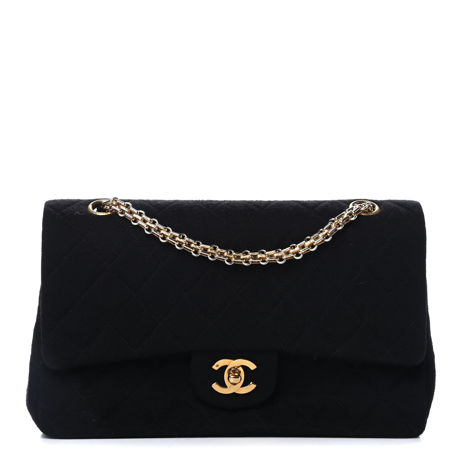 Chanel Jersey Quilted Medium Double Flap Black 1 of 4