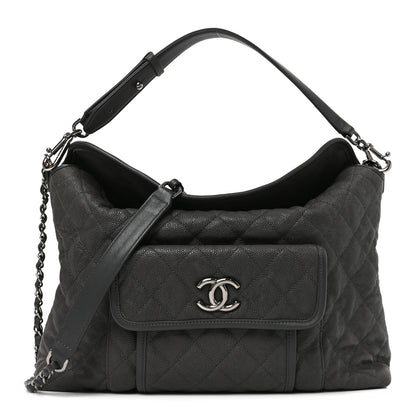 Chanel Caviar Quilted French Riviera Hobo Dark Grey 1 of 10