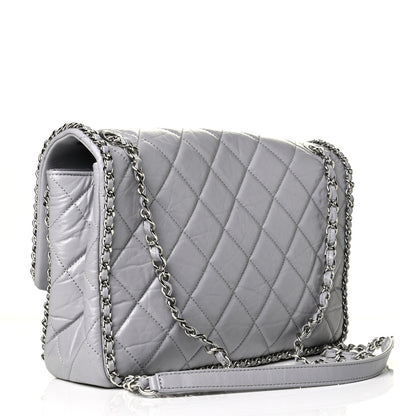 Chanel Crumpled Calfskin Large Chain All Over Flap Grey 2 of 5