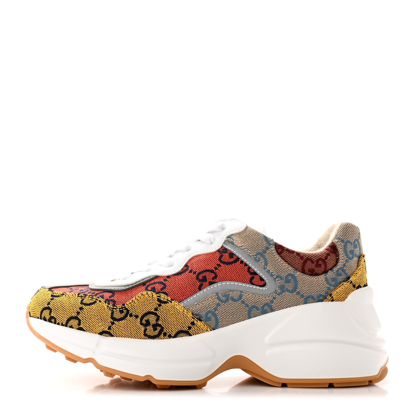Monogram Multicolor Demetra Womens Rhyton Sneakers 34.5 Yellow Blue Great White Tabasco