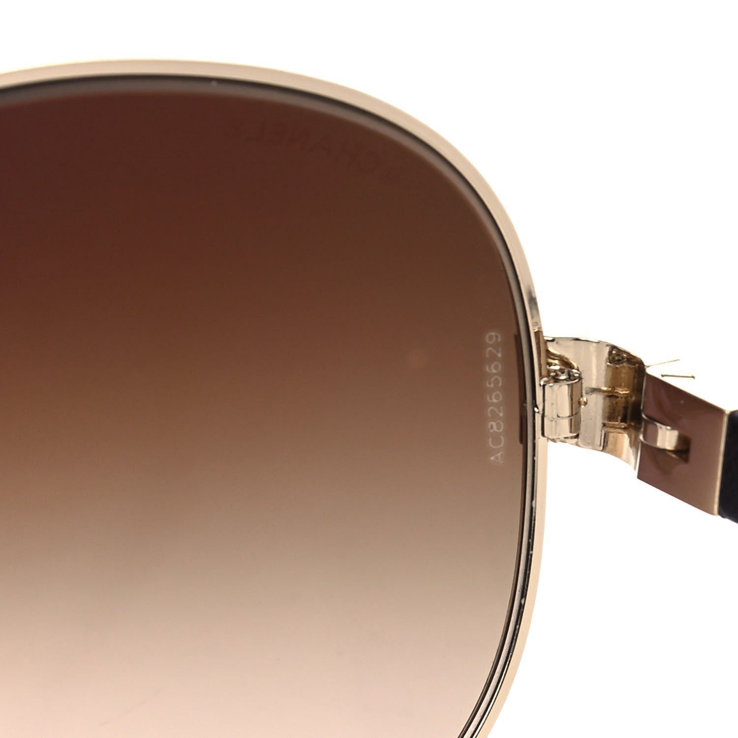 Chanel Lambskin Quilted CC Aviator Sunglasses Brown Gold 8 of 9