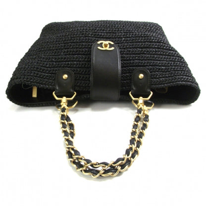 Chanel Straw Raffia Tote Black 5 of 11