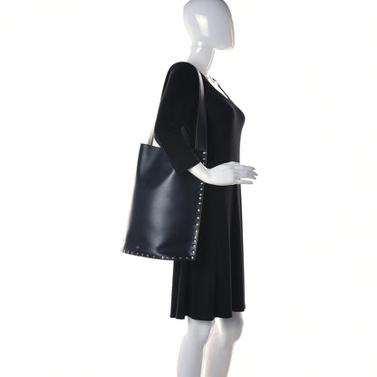 Celine Satinated Natural Calfskin Large Studs Bucket Shoulder Bag Dark Navy 2 of 8