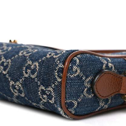 Gucci New Denim GG Monogram Dollar Calfskin Mini Ophidia Shoulder Bag Blue Tea Cuir Epilog 10 of 10