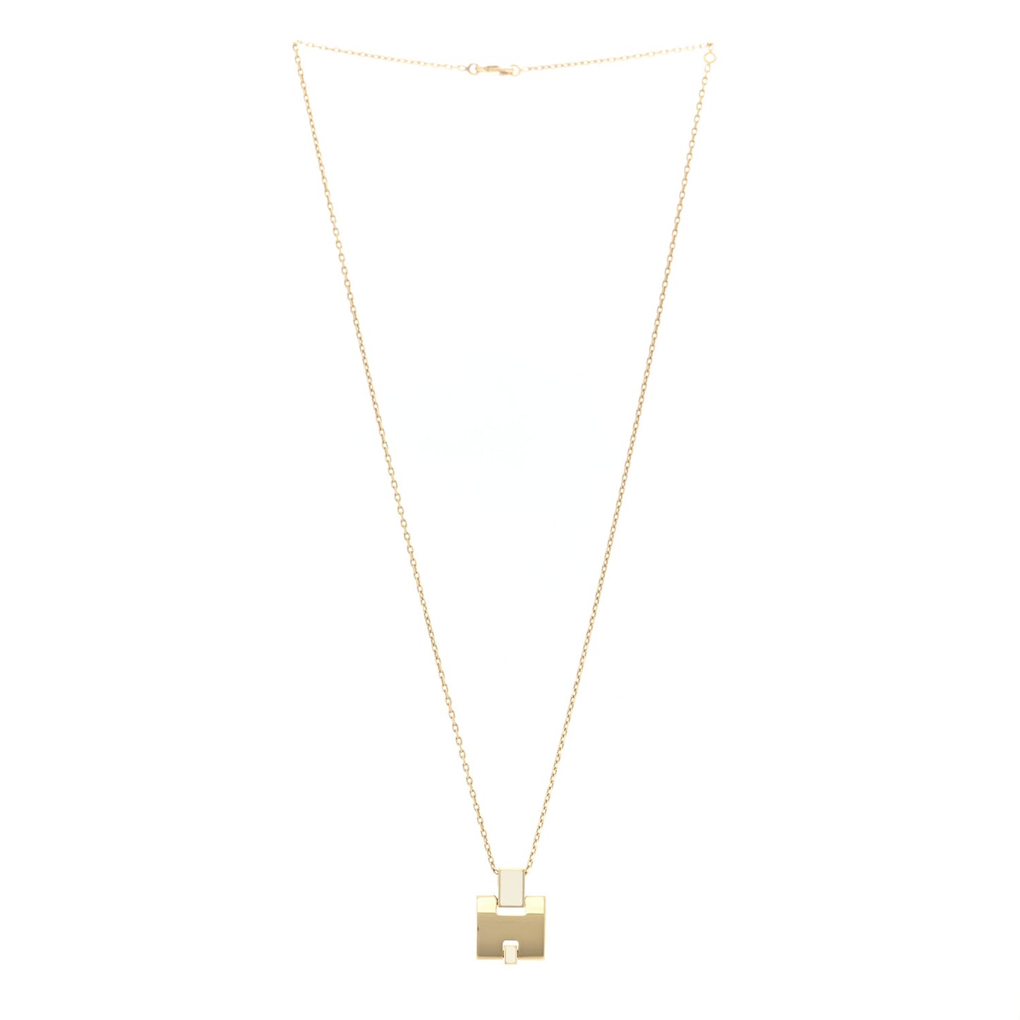 Gold Plated Lacquered Eileen Pendant Necklace White