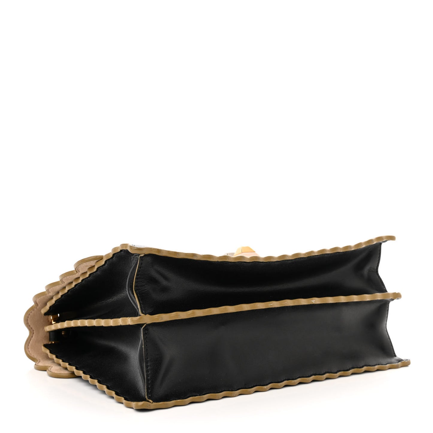 Vitello Liberty Scalloped Studded Kan I Shoulder Bag Black