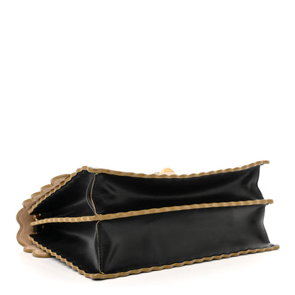 Fendi Vitello Liberty Scalloped Studded Kan I Shoulder Bag Black 4 of 14