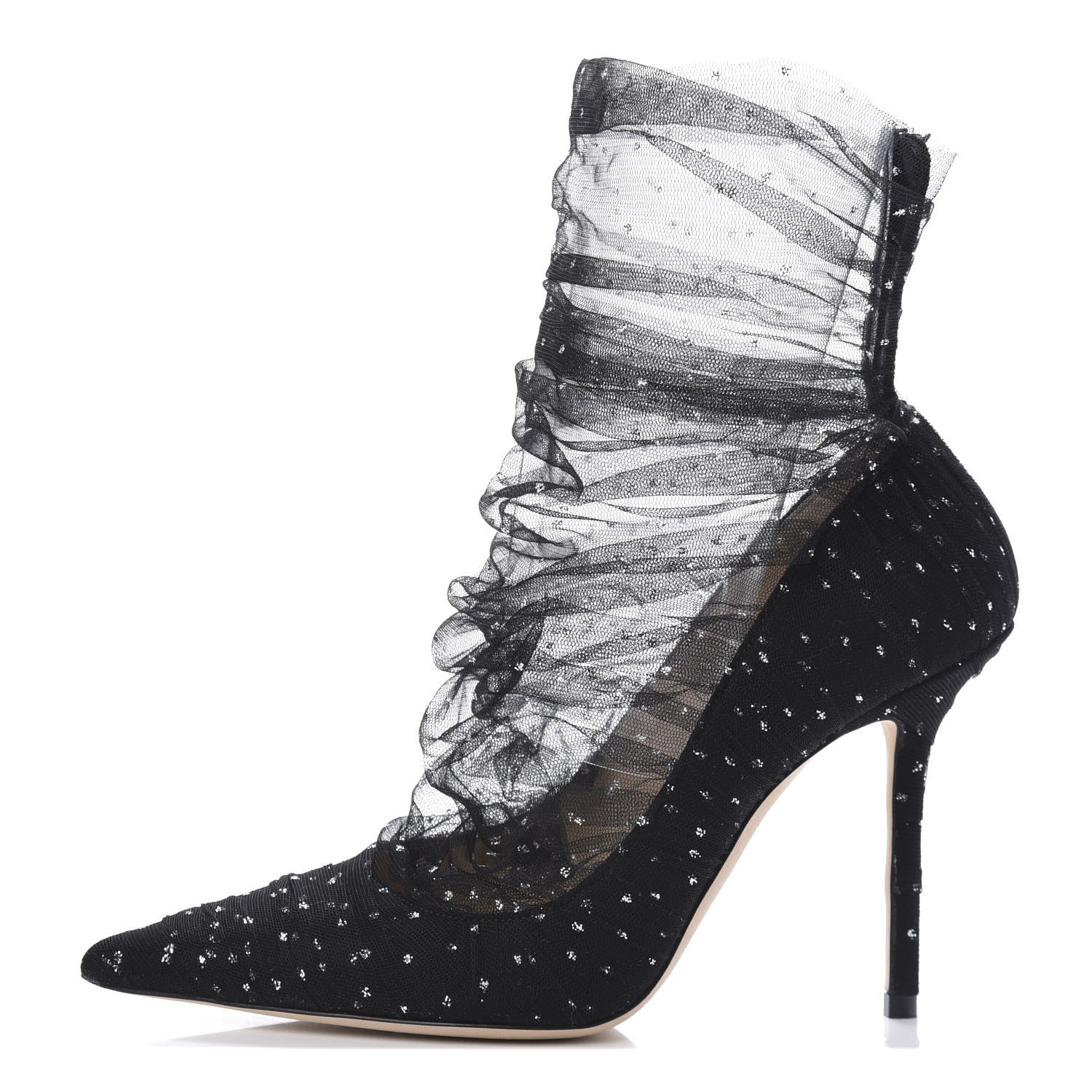 Jimmy Choo Suede Tulle Lavish 100 Pumps 37.5 Black Silver 1 of 9