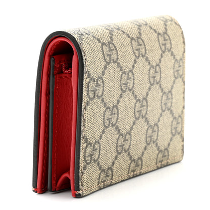 Gucci GG Supreme Monogram Bosco Patch Card Case Wallet Beige Malva Hibiscus Red 3 of 8