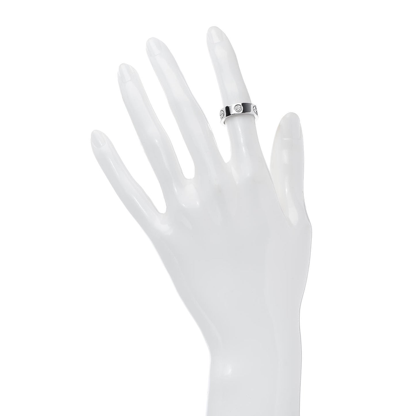 18K White Gold 3 Diamond 5.5mm LOVE Ring 47 4.25