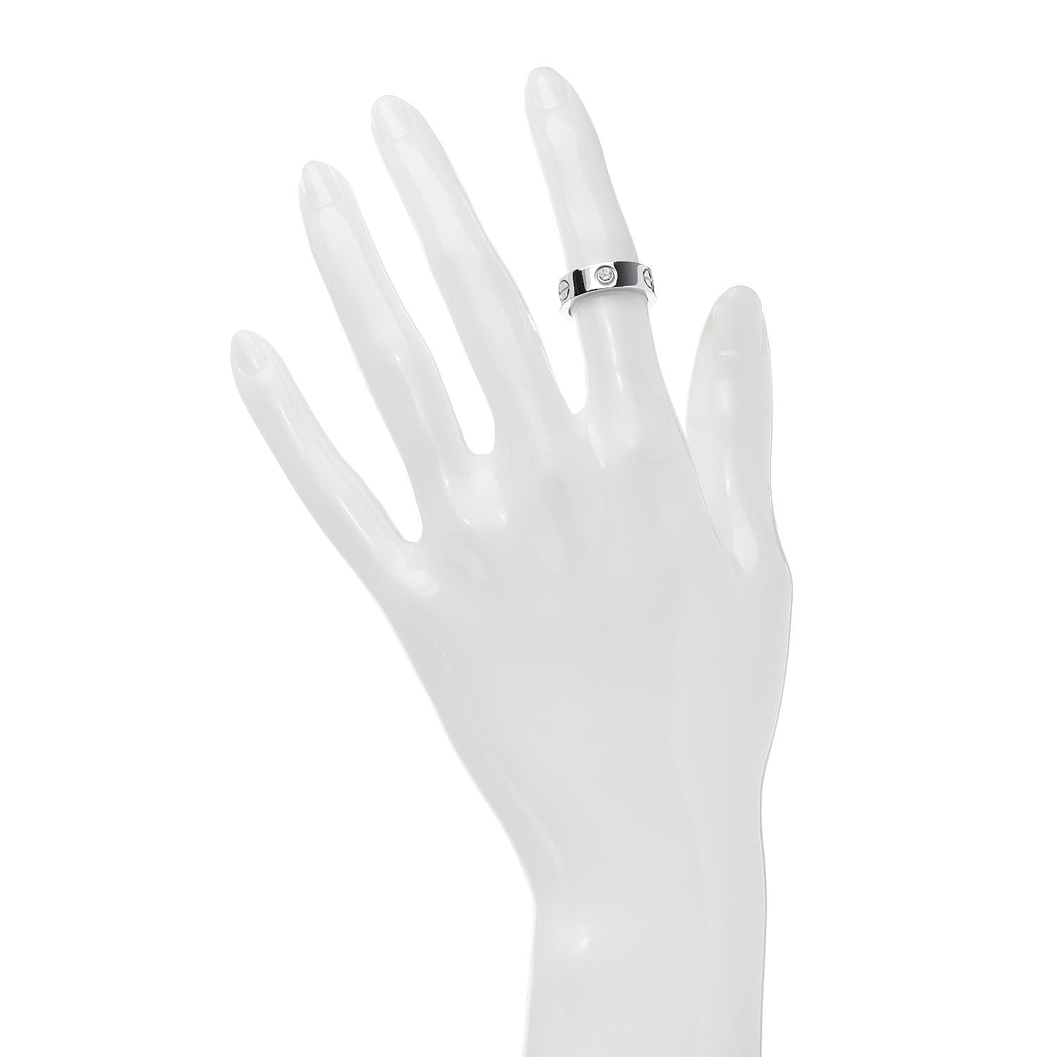 Cartier 18K White Gold 3 Diamond 5.5mm LOVE Ring 47 4.25 2 of 5