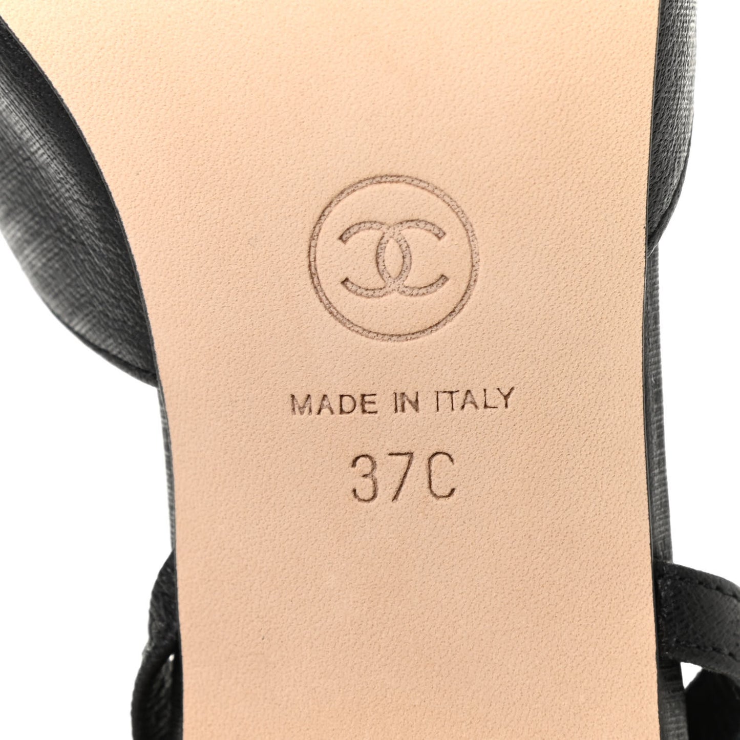 Goatskin Calfskin Cap Toe CC Slingback Sandals 37 Black