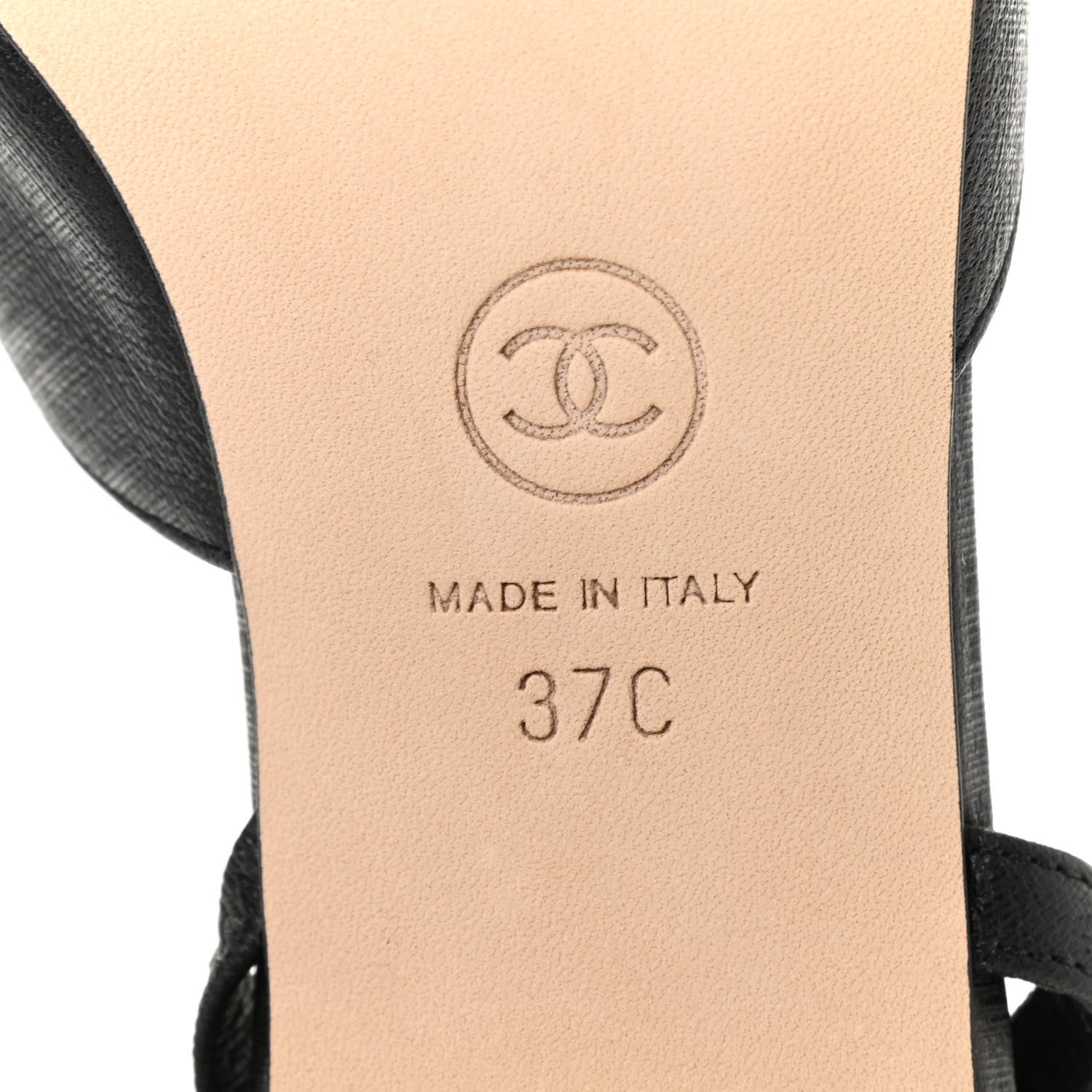Chanel Goatskin Calfskin Cap Toe CC Slingback Sandals 37 Black 6 of 8