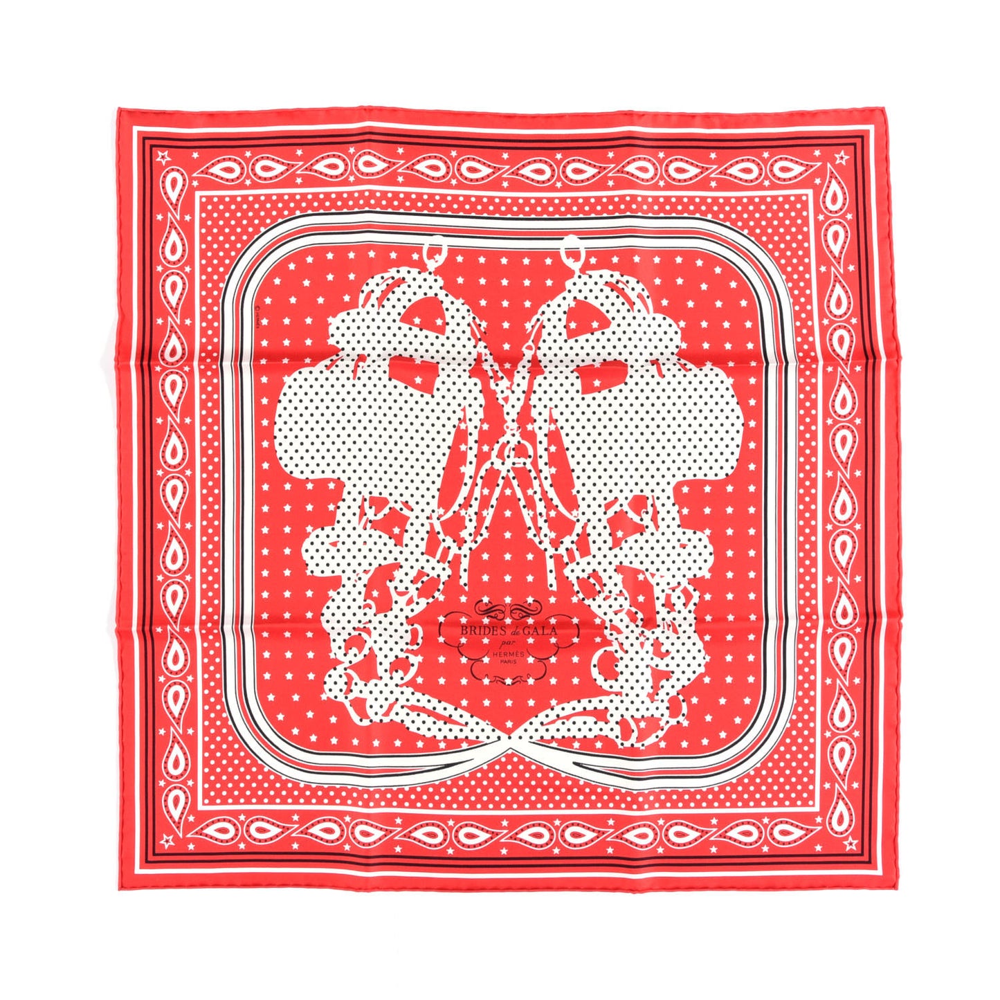 Silk Brides De Gala A Pois Bandana Scarf 55 Rouge White Black