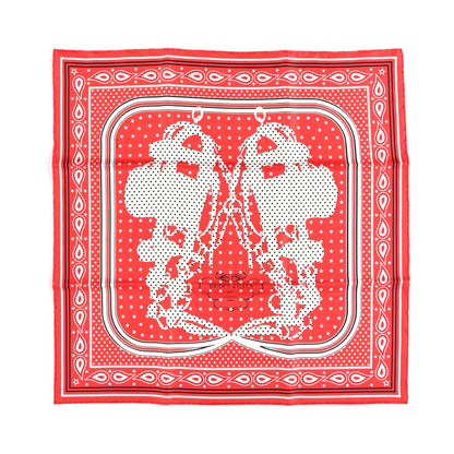 Hermes Silk Brides De Gala A Pois Bandana Scarf 55 Rouge White Black 1 of 4