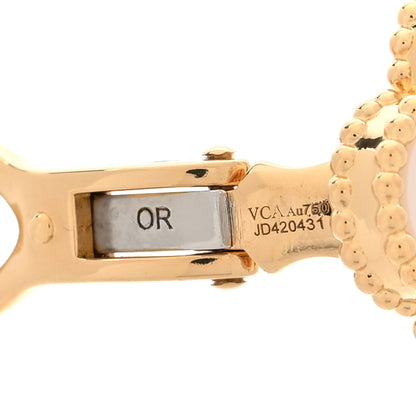 Van Cleef & Arpels 18K Yellow Gold Mother of Pearl Vintage Alhambra Earrings 4 of 5