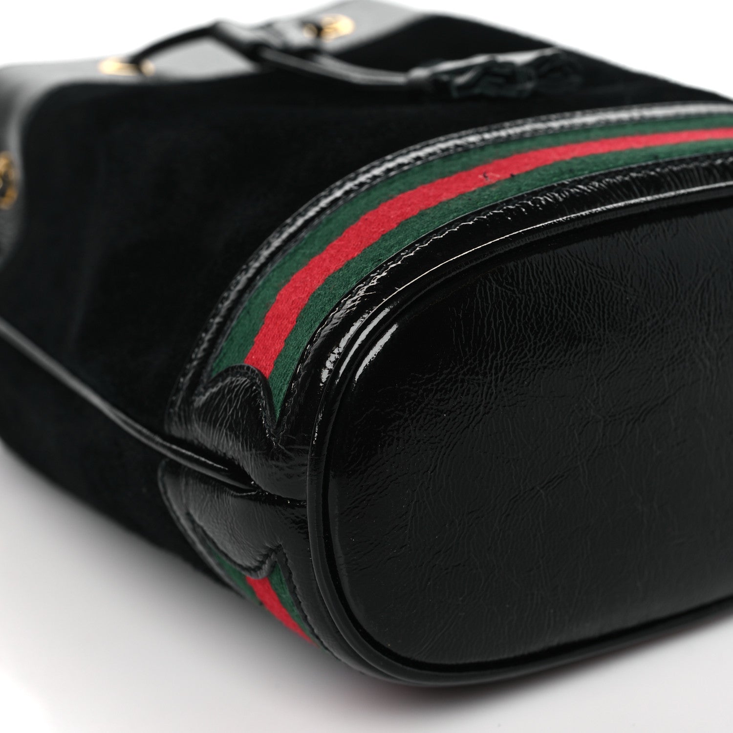 Gucci Suede Patent Web Small Ophidia Bucket Bag Black 9 of 10