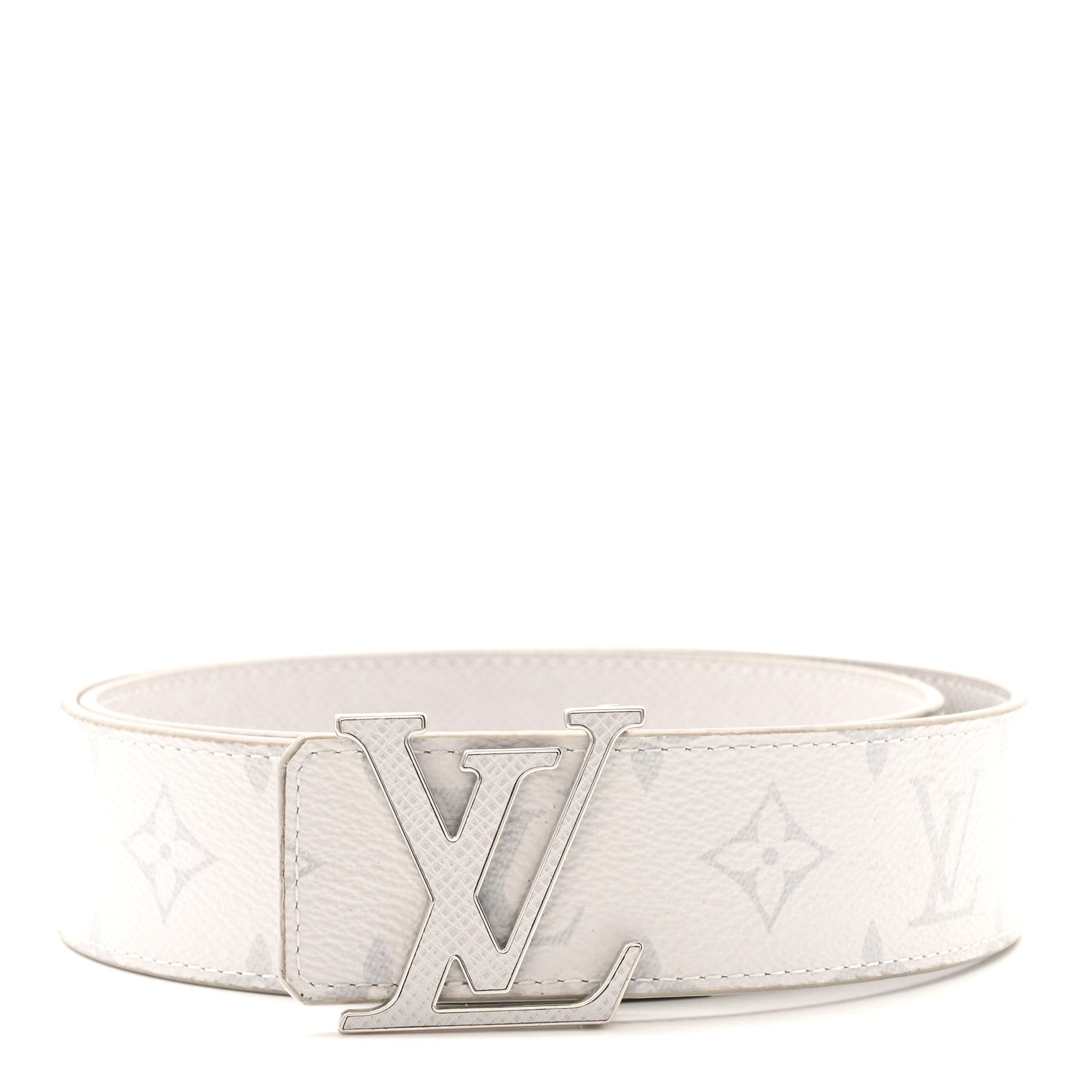 Louis Vuitton Taiga Monogram 40mm LV Initiales Belt 85 34 White