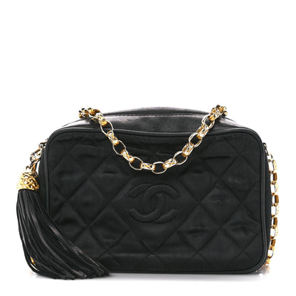 Chanel Satin Quilted Tassel Camera Case Black 1 of 12