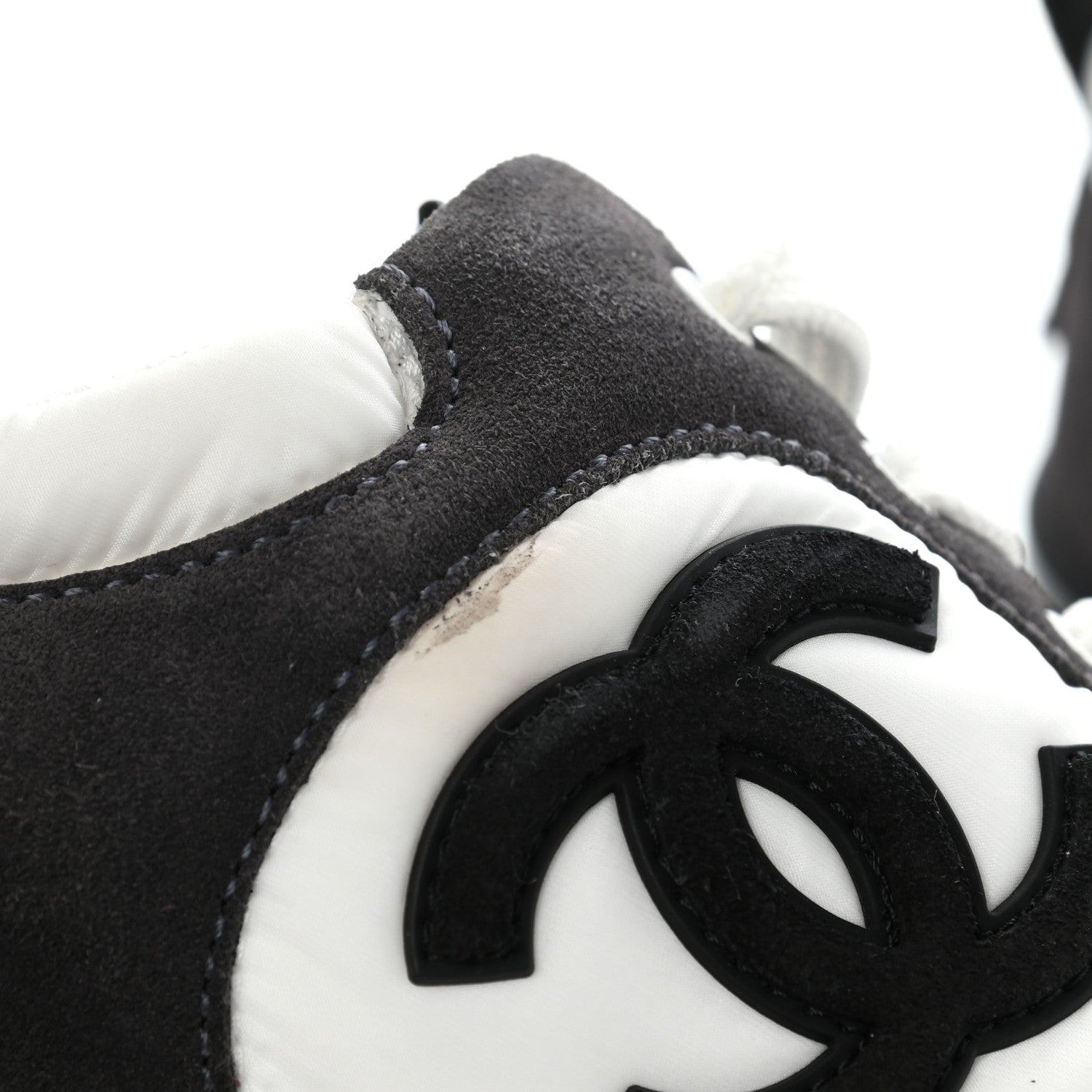 Chanel Nylon Suede Calfskin CC Sneakers 39 White Dark Grey 10 of 10