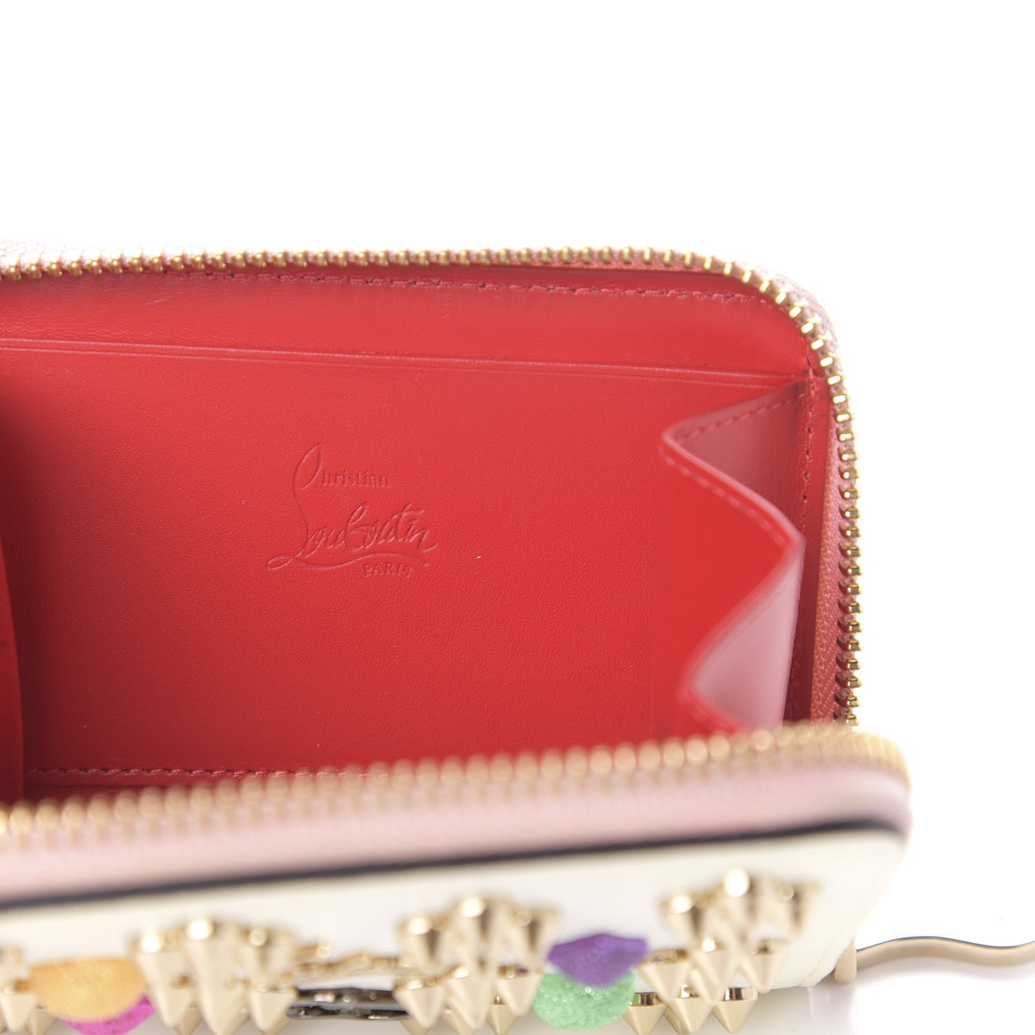 Christian Louboutin Calfskin Loubinthesky Panettone Coin Purse White 5 of 10