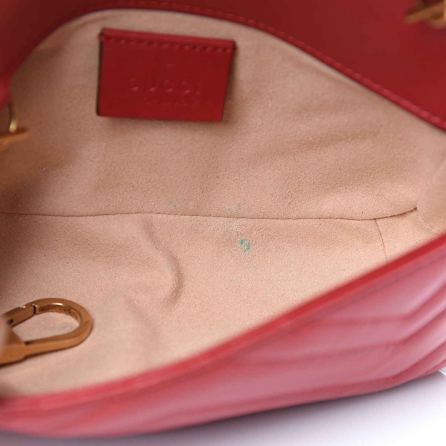 Gucci Calfskin Matelasse Super Mini GG Marmont Shoulder Bag Hibiscus Red 12 of 13
