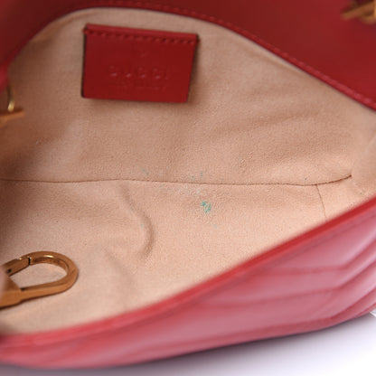 Gucci Calfskin Matelasse Super Mini GG Marmont Shoulder Bag Hibiscus Red 12 of 13