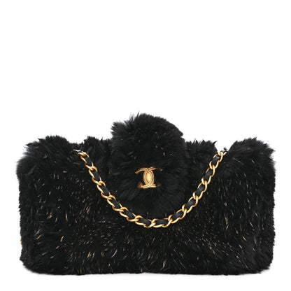 Chanel Rabbit Fur Small Clutch With Chain Black 1 of 10