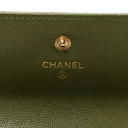 Chanel Caviar Chevron Quilted Boy Flap Wallet Green 6 of 8