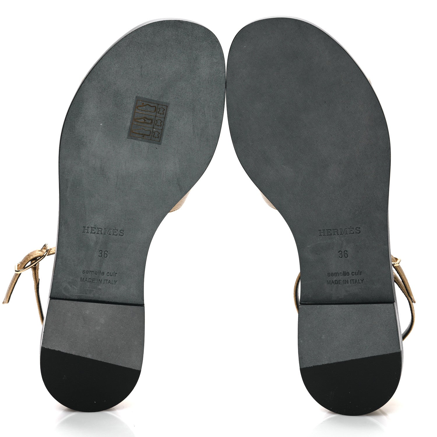 Hermes Metallic Chevre Chamkilight Santorini Sandals 36 Dore 6 of 10