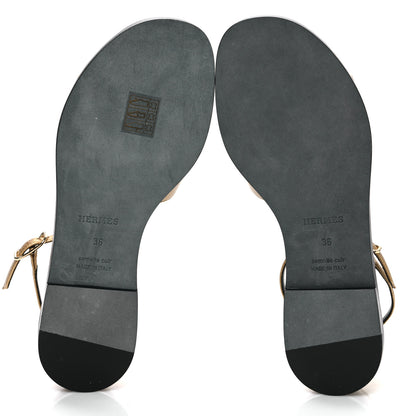 Hermes Metallic Chevre Chamkilight Santorini Sandals 36 Dore 6 of 10