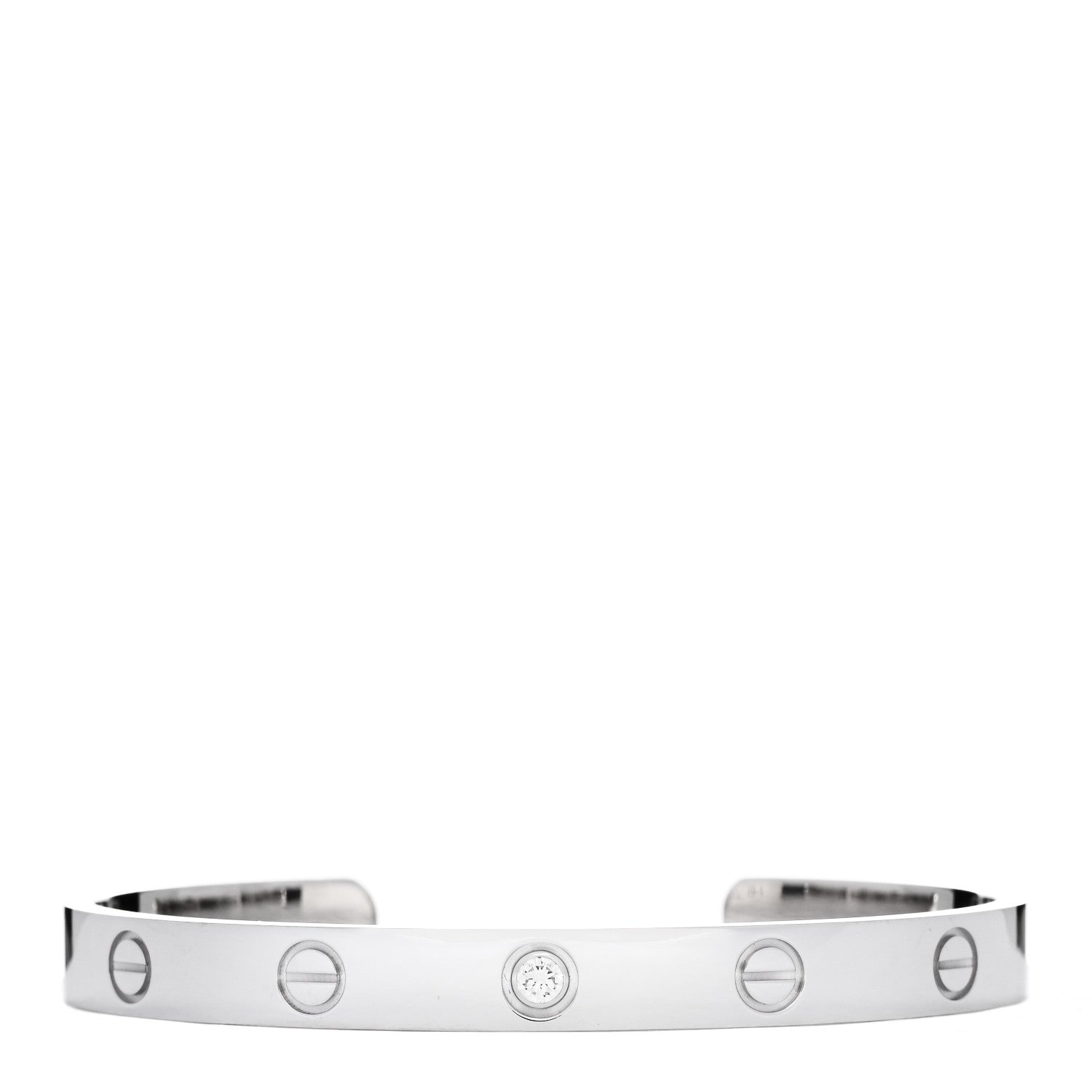 Cartier 18K White Gold 1 Diamond LOVE Cuff Bracelet 17 1 of 3