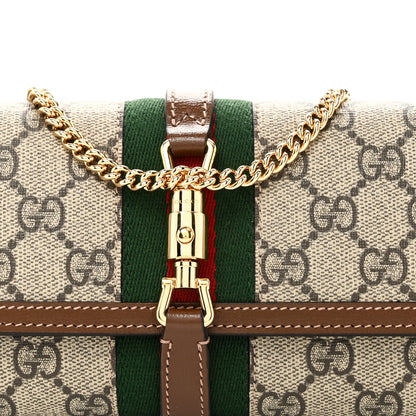 Gucci GG Supreme Monogram Azalea Calfskin Web Jackie 1961 Chain Wallet Beige Ebony Brown Sugar 8 of 10