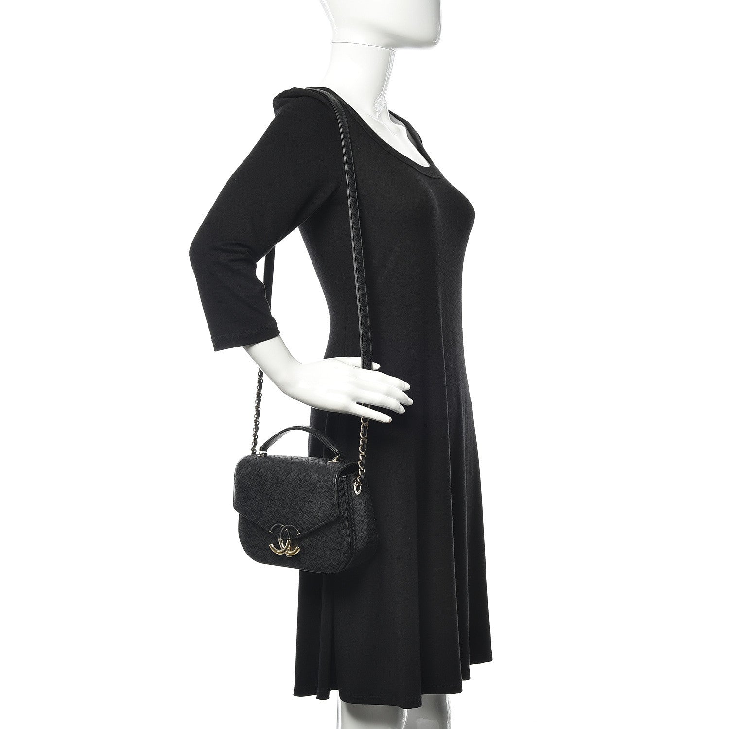 Chanel Grained Calfskin Quilted Small Cuba Top Handle Flap Black 2 of 14